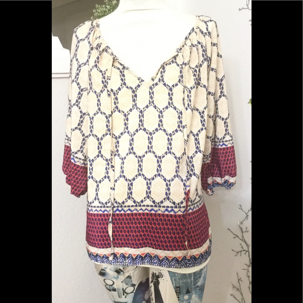Jemma. Tunic Peasant Blouse 3/4 Sleeve Sz. S